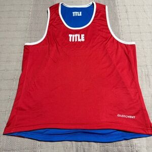 TITLE Men's Reversible Red Blue Sleeveless Boxing Tank Top Crew Neck Size M